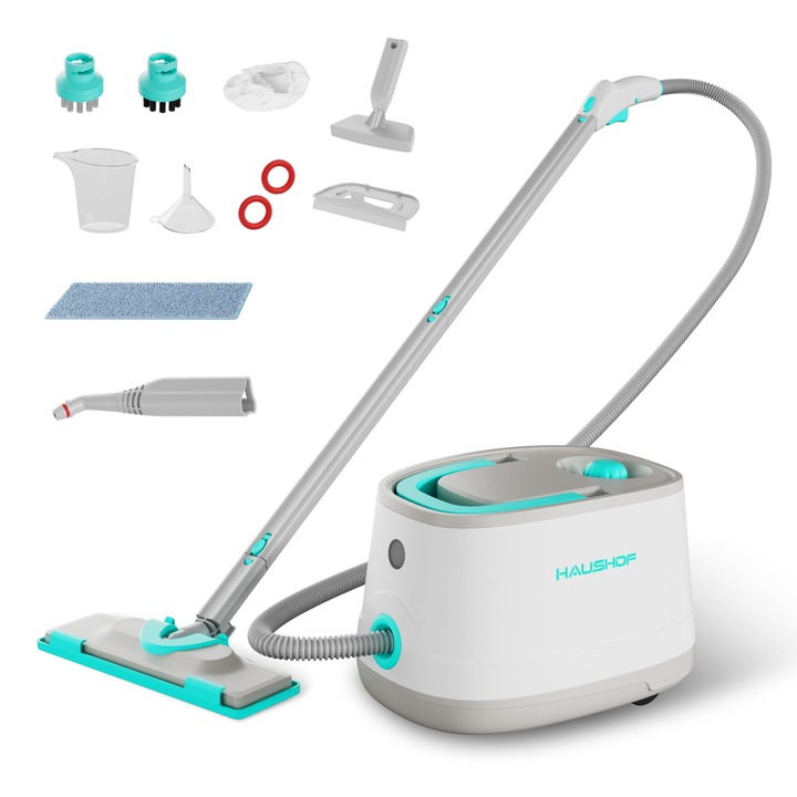 Aparat de curățat cu abur Haushof 2000 W, rezervor 1, 5 L, presiune 4, 0 Bar, set cu 16 accesorii