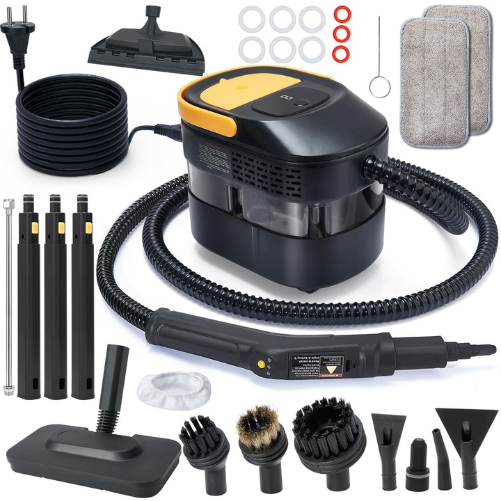 Aparat de curățat cu abur Lnopever 2500 W, rezervor 1600 ml, portabil, înaltă presiune