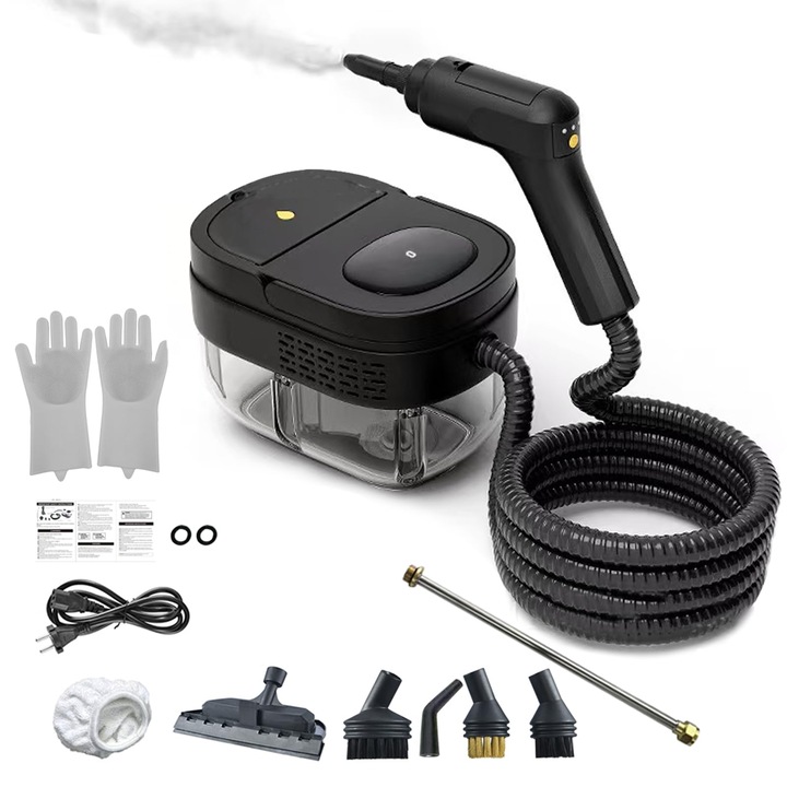 Aparat de curățat cu abur portabil Siereolly, 1600ml, presiune înaltă, accesorii pentru tapiserie, mașină