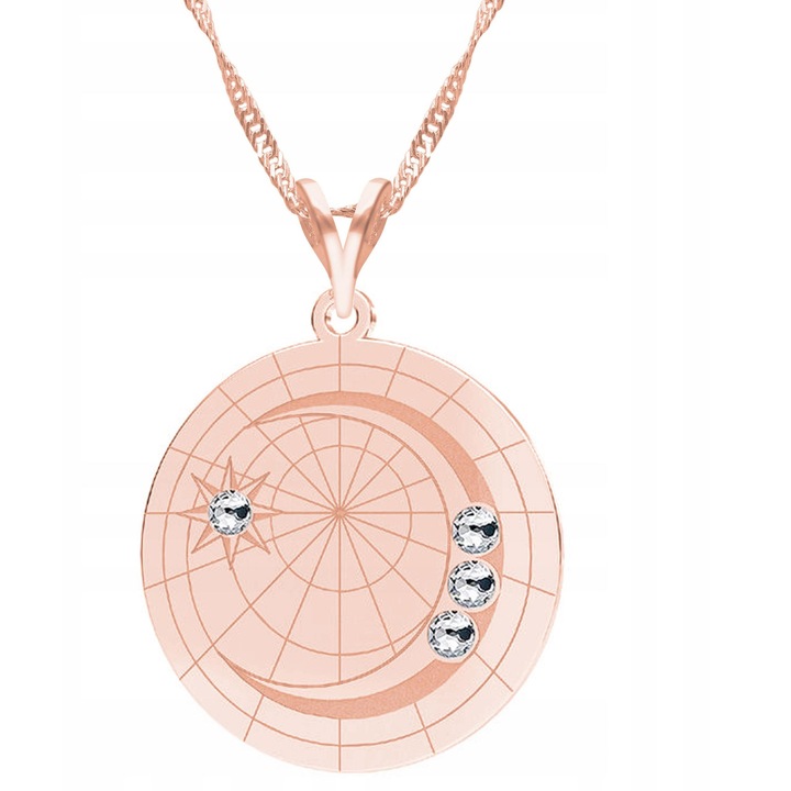 Colier placat cu aur, Larezo, ARGINT 925, Zirconiu, Luna