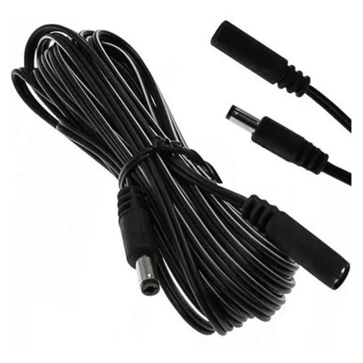 Hosszabbító kábel 2x0.5mm2 DC 5.5/2.1 apa - DC 5.5/2.1 anya 2m 5A egyenes fekete ESPE KAB-2MWT/GN2.1