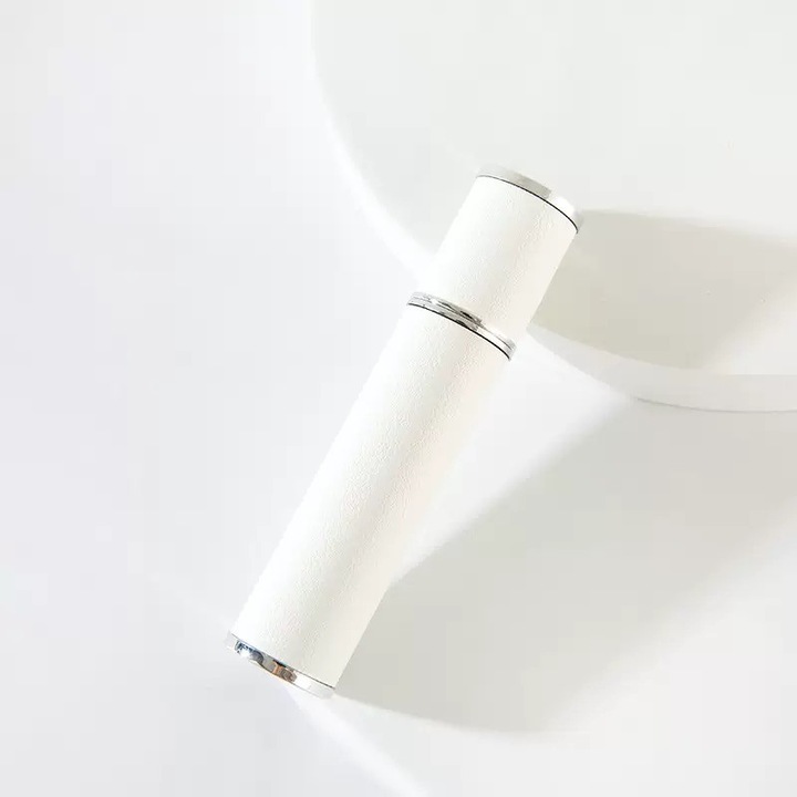 Бутилка за парфюм, преносим пулверизатор, включва прибори, за многократна употреба, 10 мл, кожен калъф, бял