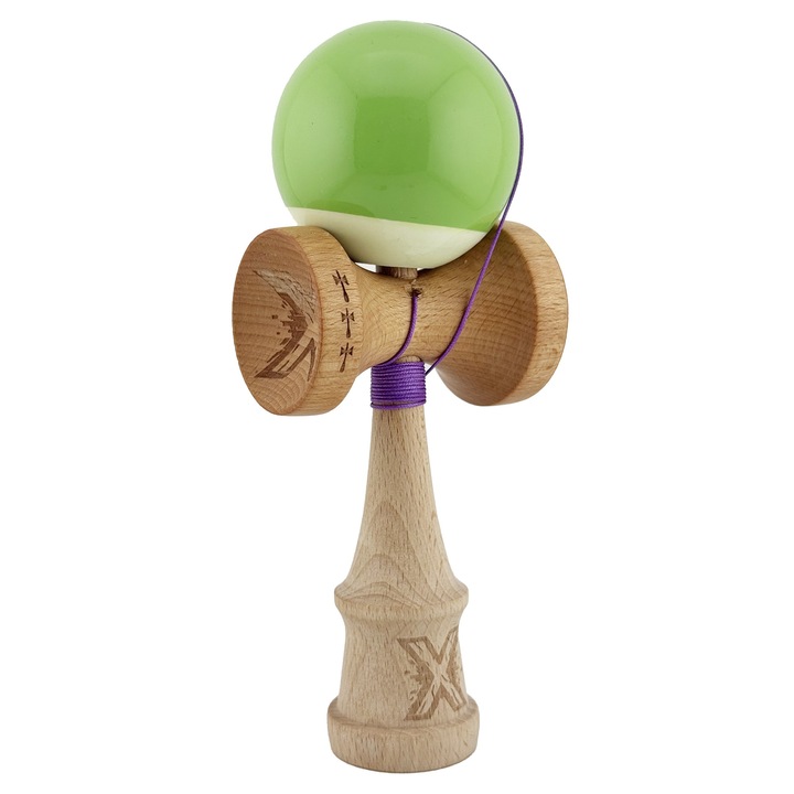 Kendama X Original, SZUPER RAGADÓS, Big Cups V2, Nagy Kelyhek, Fém Csapágy 55 cm-es Zsinórral, Világoszöld - fehér