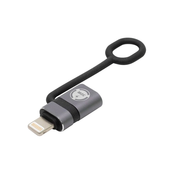 LIGHTNING papa - USB-C mama adapter, fém, 2A, 30W PD, Home by Somogyi