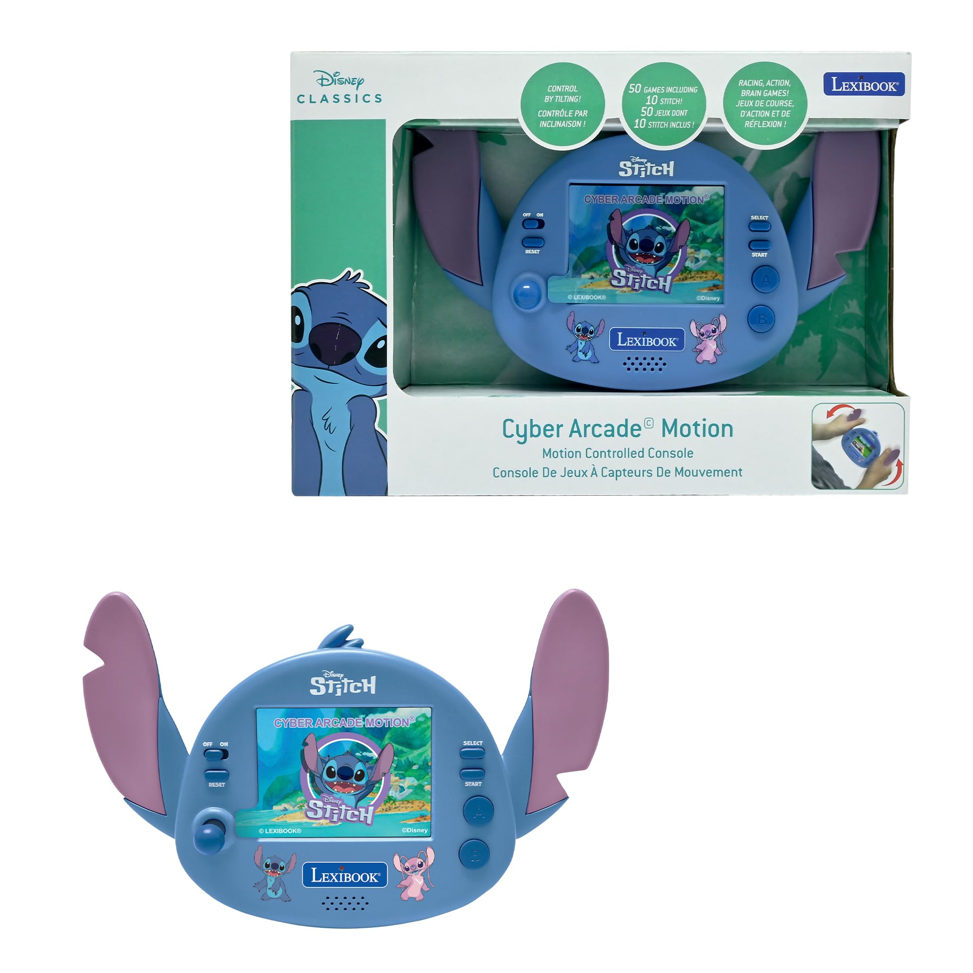 Consola arcade portabilă Disney Stitch, 50 jocuri, ecran LCD color