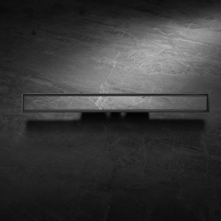 Rigola de dus Aquatrap, faiantabila, din otel inoxidabil, 70 cm, negru mat