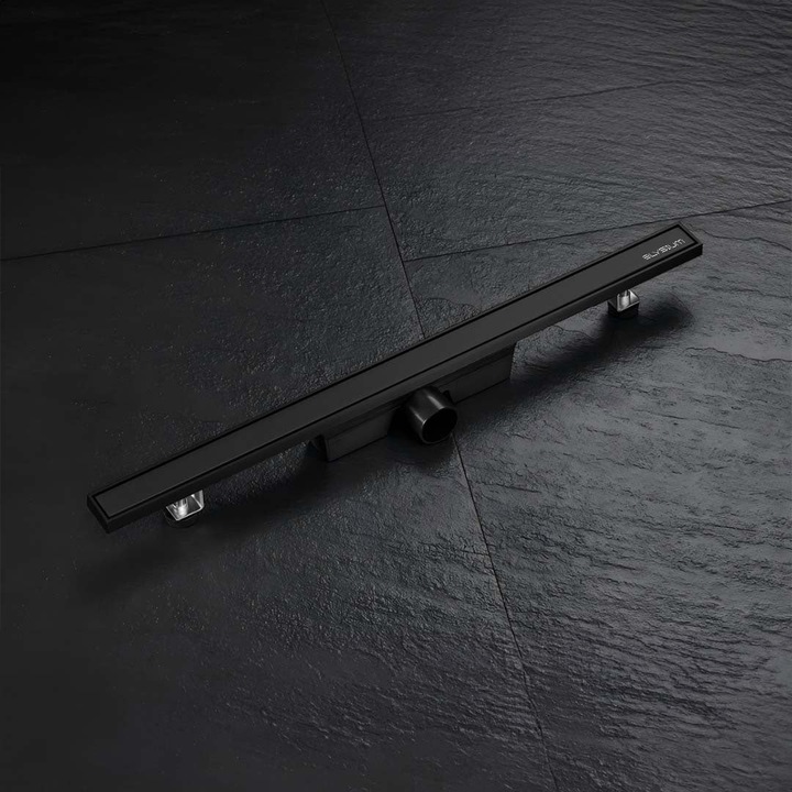 Rigola de dus Aquatrap Slim, din otel inoxidabil, 60 cm, negru mat