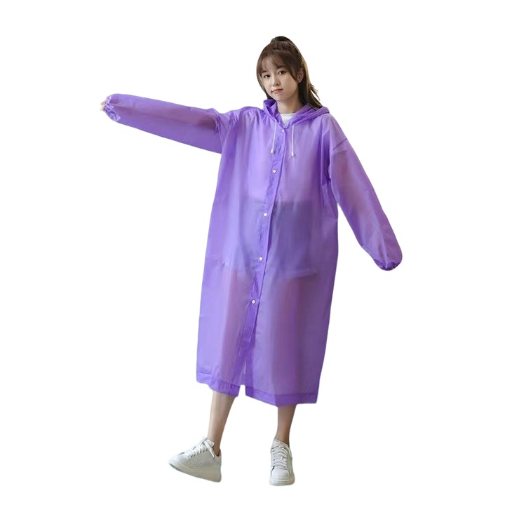 Pelerina de Ploaie cu Gluga EVA, Unisex, Pliabila, 150cm, violet, rezistenta la apa