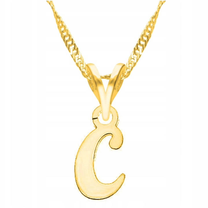 Colier Larezo Litera C, Argint 925, 47cm + 3cm, Antialergic, Design Luxos