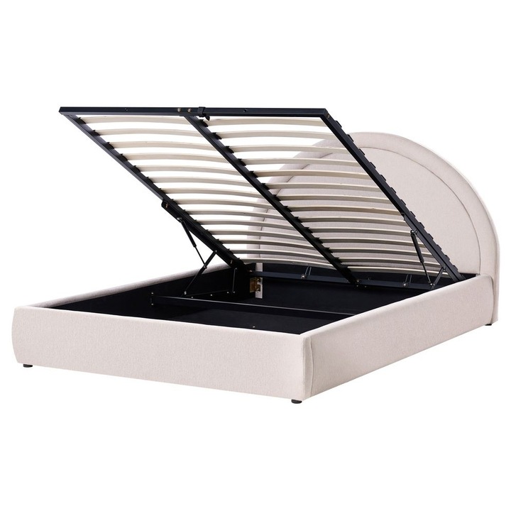 Ágyneműtartós ágy Mouzon 160 x 200 cm Világosbézs