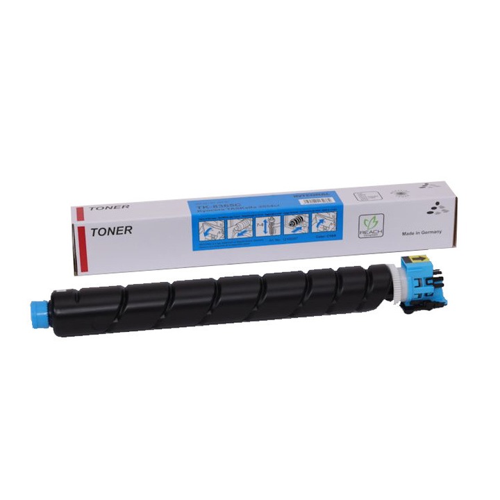 Toner Kompatibilis Tanúsított, Kyocera, Kyo TK-8375 C Integral-Germany Lézer, 20 K Oldal, Cián Prémium, Kompatibilis KYOCERA - MITA TASKalfa 3554ci