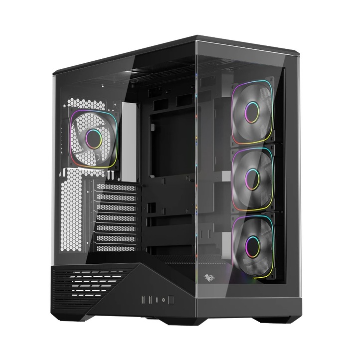 Számítógépház 1stPlayer Case ATX - GM7 Black - 4 x 120 mm A-RGB ventilátorral, USB-C GM7-BK-3FN7R-1FN7