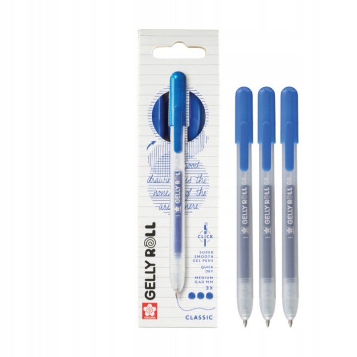 Sakura Gelly Roll Classic Blue gél toll szett, 3 db