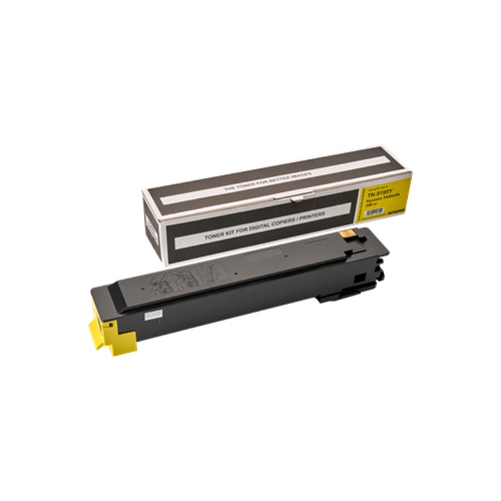 Toner, Tanúsított Kompatibilis, Kyocera, Kyo TK-5195 Y Laser Integral-Germany, 7 ezer oldal, Prémium Sárga, Kompatibilis a KYOCERA - MITA TASKalfa 406ci, 356ci, 306ci, 308ci, 307c modellekkel