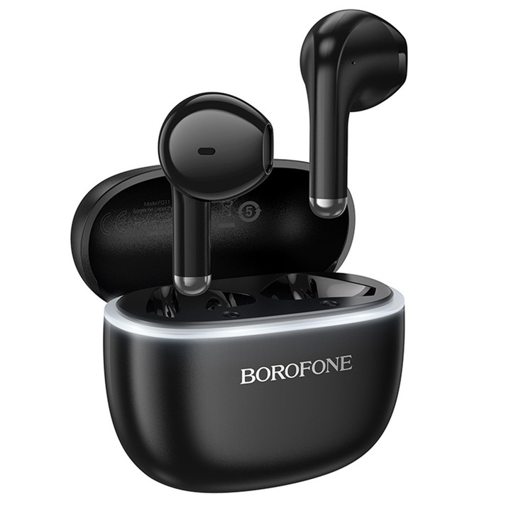 Vezeték nélküli fülhallgató, Borofone Sound – Bluetooth 5.4, Siri vezérlés, 300 mAh, In-Ear dizájn – Fekete