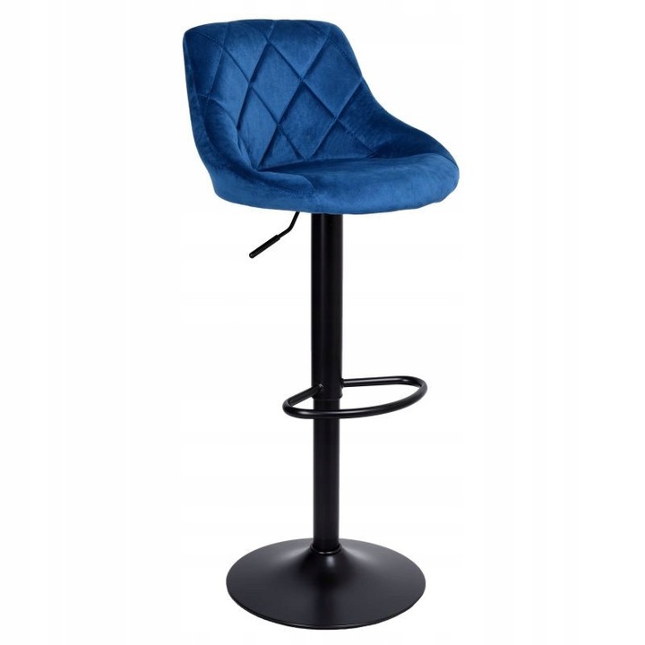 Hoker barowy Just Sit Toledo Velvet, albastru, cu suport pentru picioare, inaltime reglabila