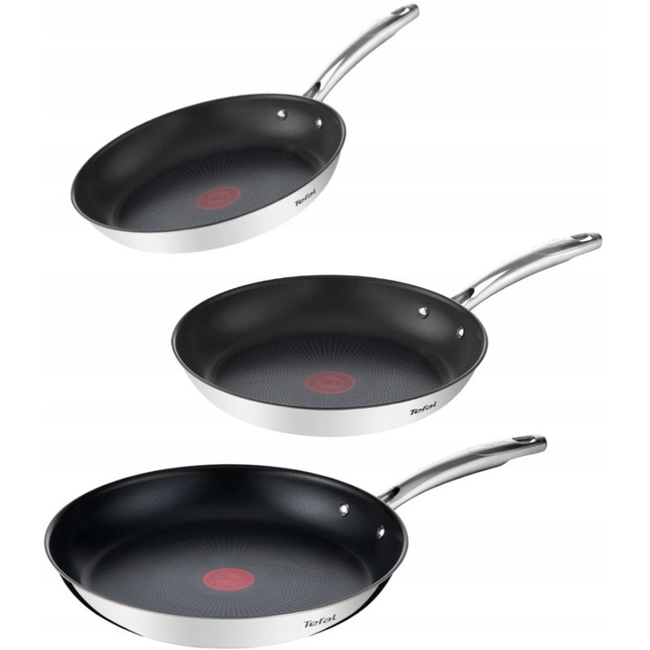 Комплект тигани Tefal Duetto+, 24/28/30см, инокс, индукция