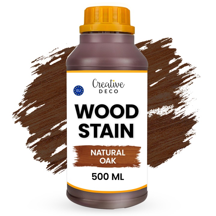 Vízbázisú tölgy fa pác, Creative Deco, 500 ml, gyorsan száradó, nem mérgező, fa, cement, tégla, tapéta, beltéri és kültéri használatra﻿