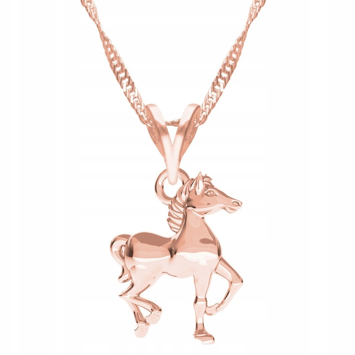 Colier Larezo, argint 925, roz cu aur roz, 47x3cm, motiv animale