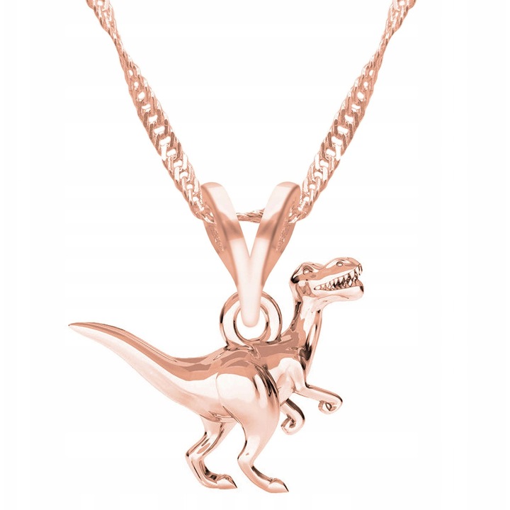 Colier Dinozaur, Larezo, argint 925, roz auriu, 47x3cm