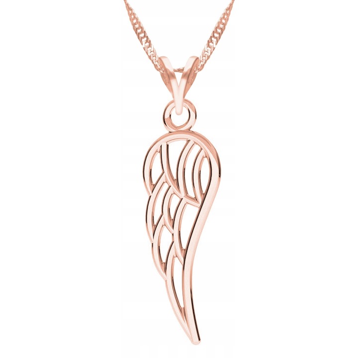 Colier Larezo, argint 925, roz cu aur roz, 47x3cm, motiv aripa