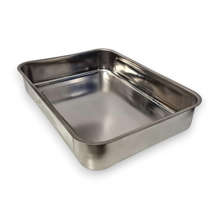 Tava Mare De Copt Ürel Din Otel Inoxidabil – Forma Dreptunghiulara Versatila Pentru Iaurt, Preparate La Cuptor Si Multe Altele (36, 5X26, 5X6, 5 Cm), 304 (18/10) Sigura Pentru Alimente, Potrivita Pentru Cuptor Si Masina De Spalat Vase
