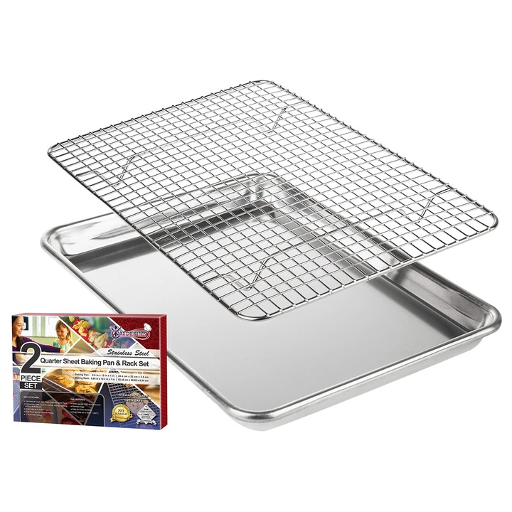 Tava De Copt, KITCHENATICS, cu Gratar, inox/Aluminiu, 24,4x33cm