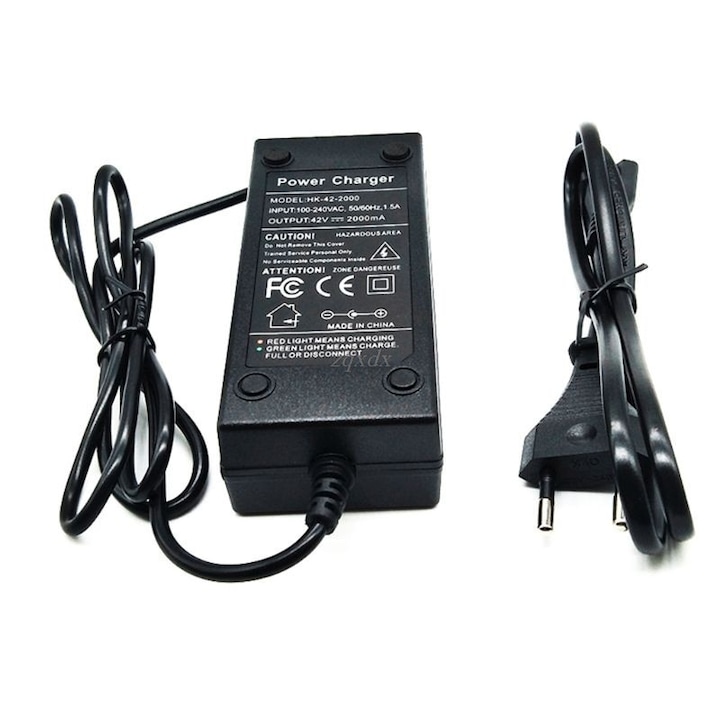 Incarcator electric pentru trotinete, 42V 2A, compatibil cu baterii litiu-ion 36V, conector RCA