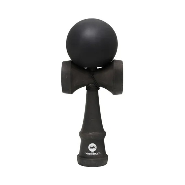 Kendama profesionala din lemn natural, 18 cm, joc de indemanare potrivit pentru copii si adulti, model „Black Storm”