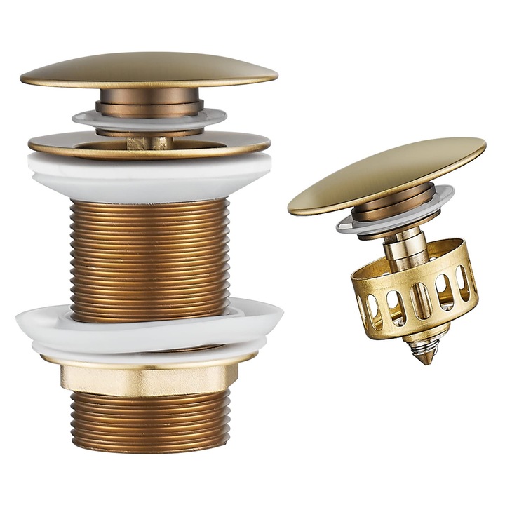 Sifon Lavoar WOMAO, Finisaj Alama Antica, Pop-Up cu Strecuratoare, Fara Preaplin