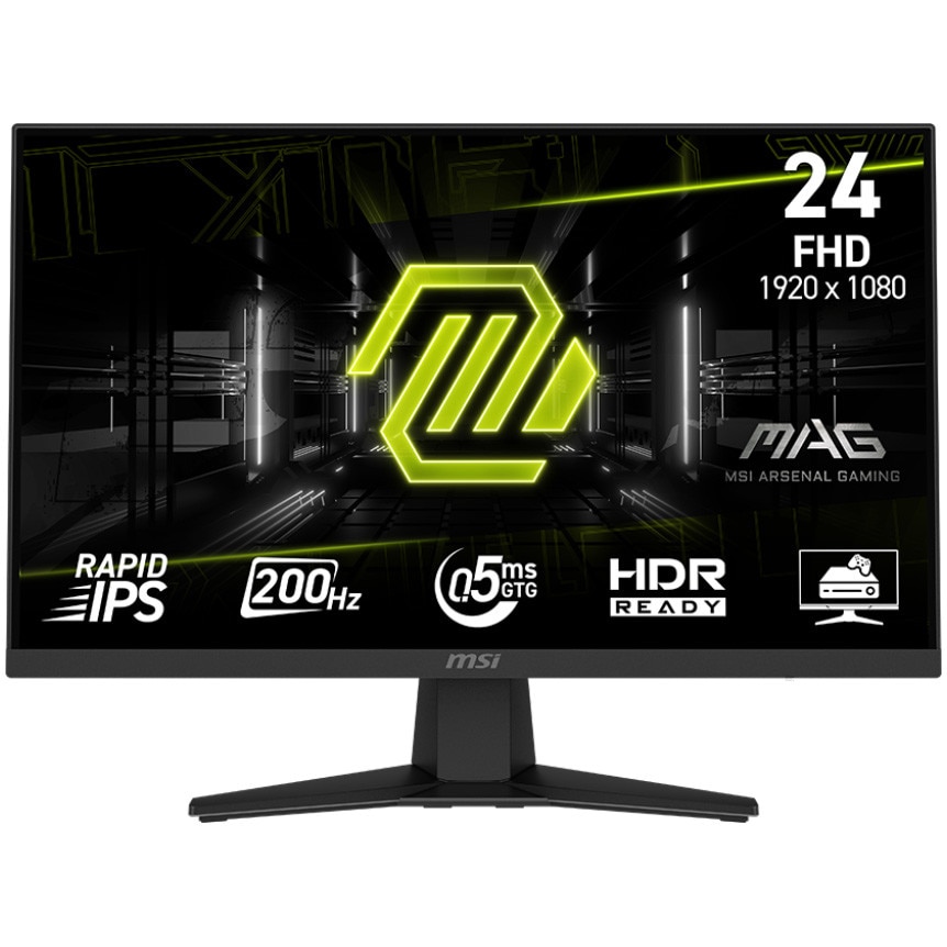 Monitor Gaming MSI MAG 244F, 23.8", Full HD (1920x1080), Fast IPS, 200Hz, 0.5 ms, AMD FreeSync Premium, HDMI, DisplayPort, Negru