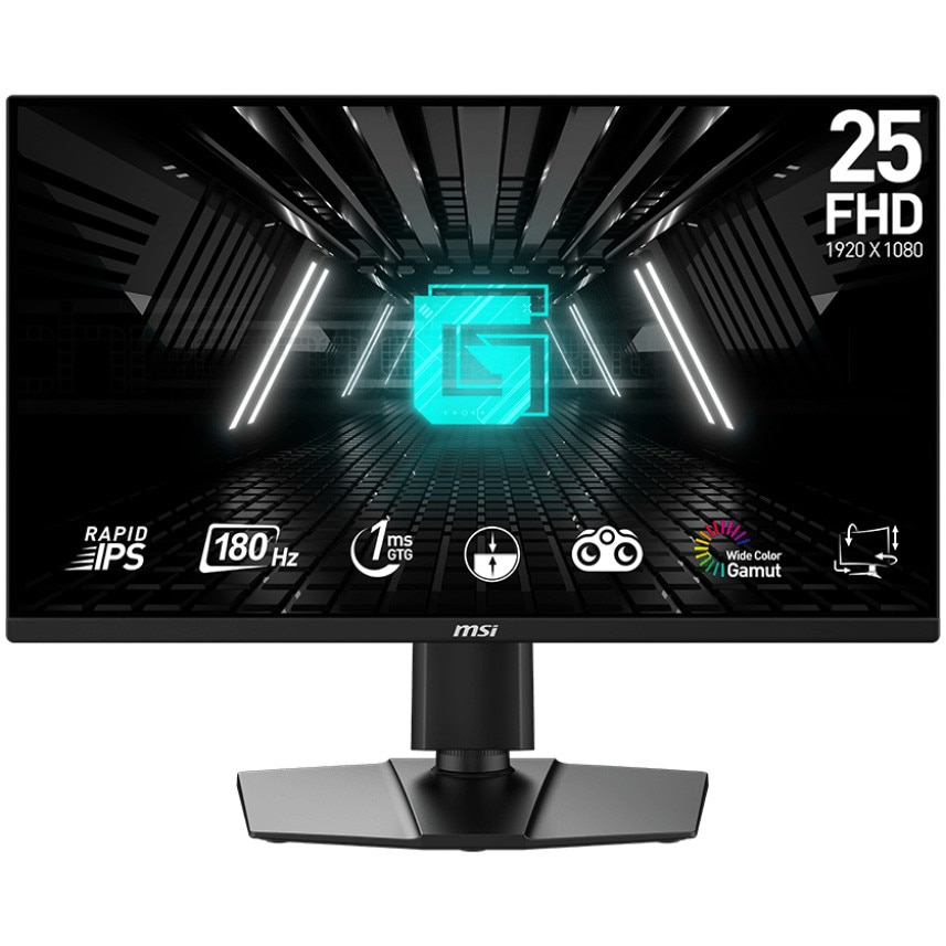 Monitor Gaming MSI G255PF E2, 24.5", Full HD, Fast IPS, 180Hz, 1 ms, AMD FreeSync, HDMI, DisplayPort, Negru