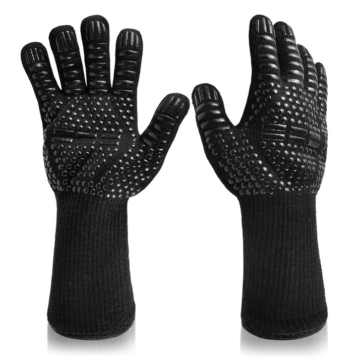 Manusi De Cuptor Opaceluuk Rezistente La Caldura Pana La 500 De Grade, Manusi De Cuptor Extra Lungi, Manusi De Cuptor, Pentru Afumatoare, Gratar, Gratar