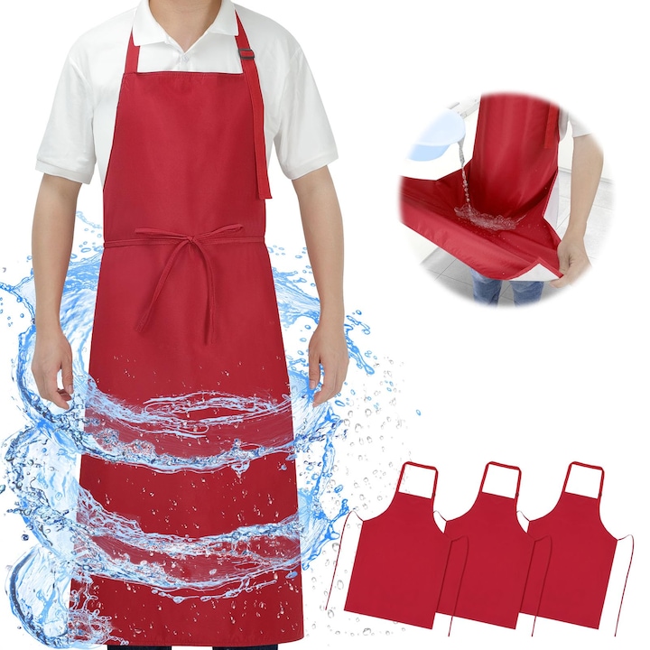 Sort Lung Dublu Impermeabil Sheomern, 3 Piese, Sort Din Material Textil Usor Anti-Rupere, Sort Reglabil Pentru Masina De Spalat Vase, Macelar, Munca In Laborator, Sort De Bucatarie Pentru Gatit Si Curatenie, Femei