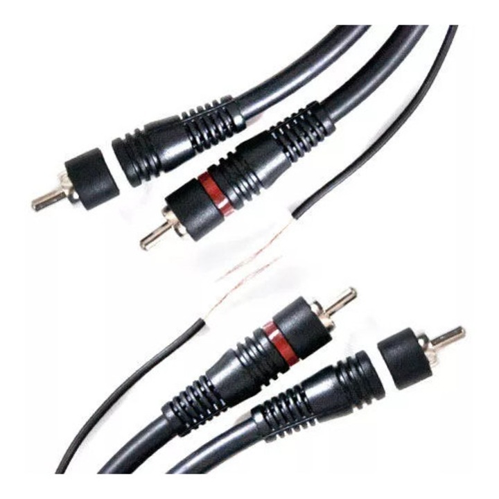 Audio kábel, 2x RCA, 5m, dupla árnyékolású, távirányítóval, Cabletech