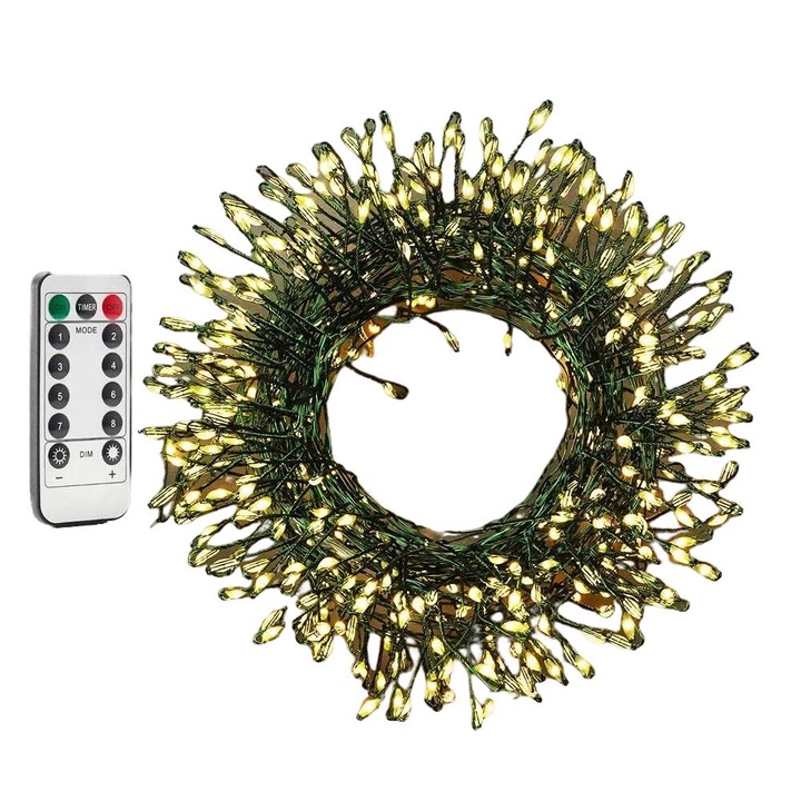 Instalație de Crăciun Liniară Danex, 100 LED-uri, 8 Jocuri de Lumini, Alb Cald, 3m