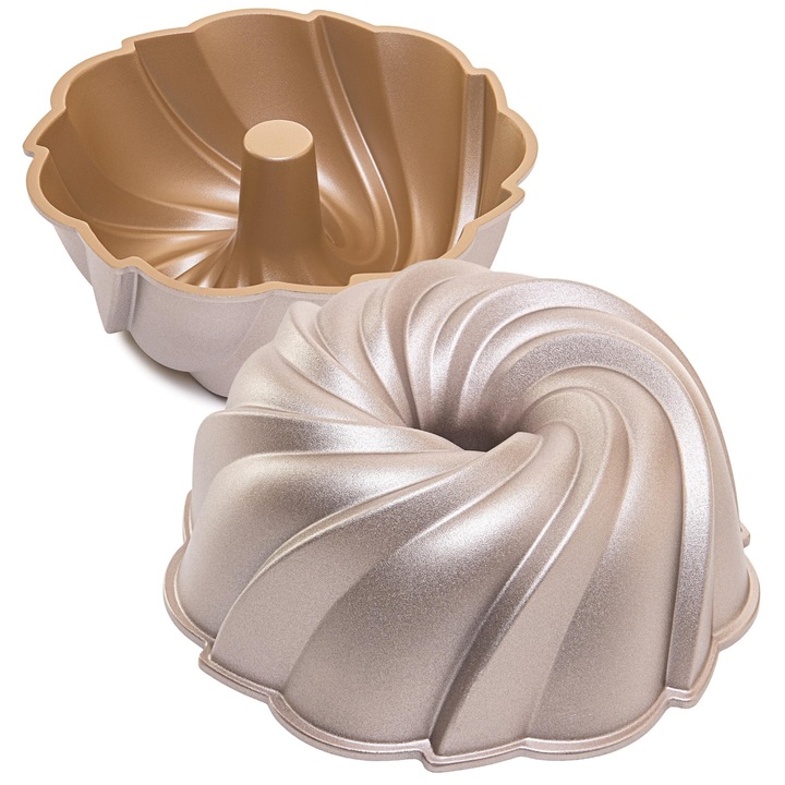 Tava Erreke Bundt, Tava Pentru Tort De Calitate Profesionala, Tava Pentru Copt Tort Bundt, Foarte Durabila, Strat Dublu Antiaderent, Tava Pentru Copt Tort Bundt De 2, 5 Litri, 24 Cm, Rotatie