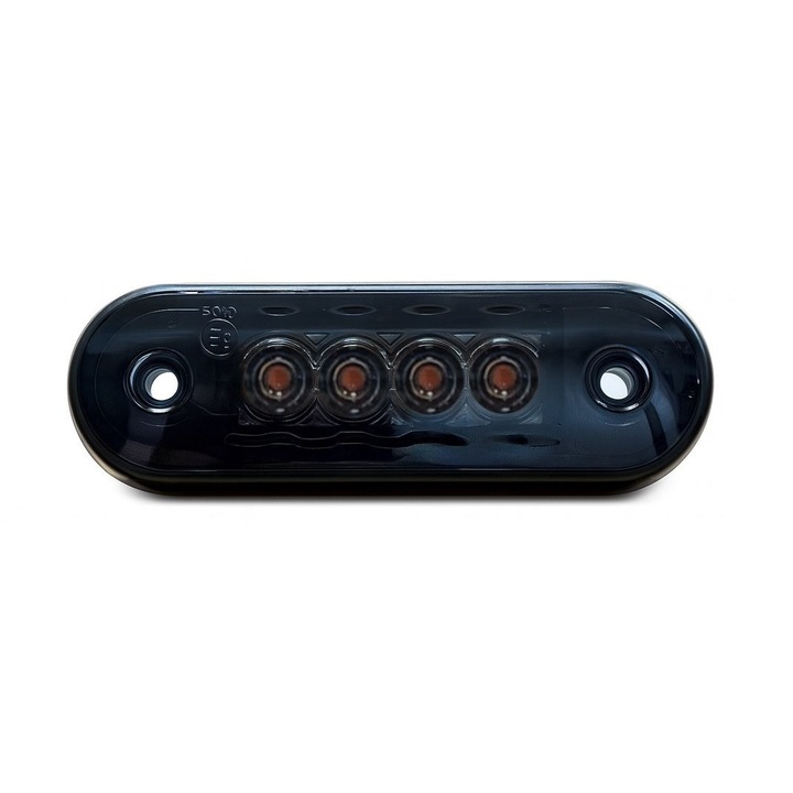 Lampa laterala de gabarit LED 12V/24V – lumina portocalie, 4 diode, corp opac, spate curbat R25 pentru montaj pe rollbar