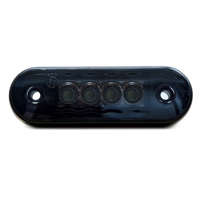 Lampa laterala de gabarit LED 12V/24V – lumina alba, 4 diode, corp opac, spate curbat R25 pentru montaj pe rollbar