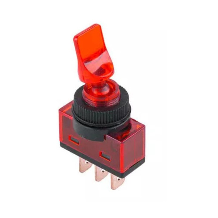 Intrerupator ON-OFF 12V 20A ASW-14D rosu cu retinere