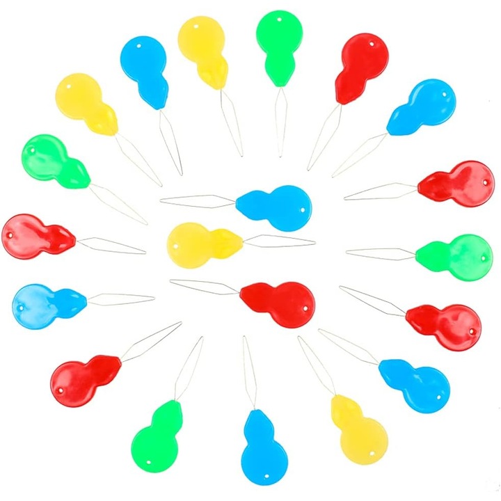 Set de 30 filete cu ac din plastic, multicolor, universale, pentru cusut manual si masini de cusut