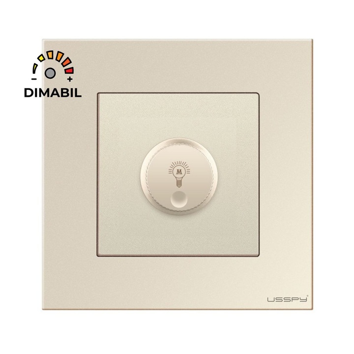 Dimmer kapcsoló, edzett üveg keret, USSPY®, arany
