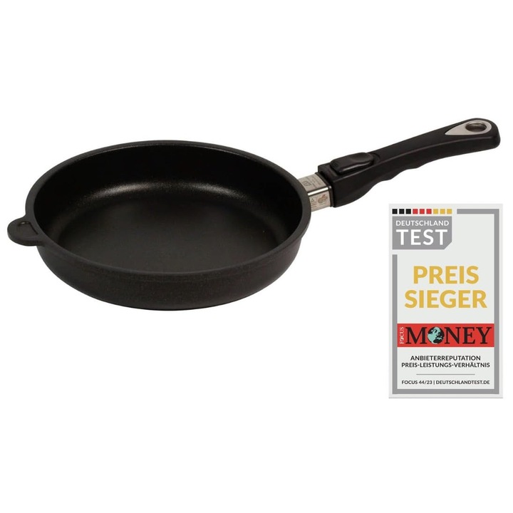 AMT Gastroguss serpenyő, 24cm, tapadásmentes, öntöttvas, fix fogantyú