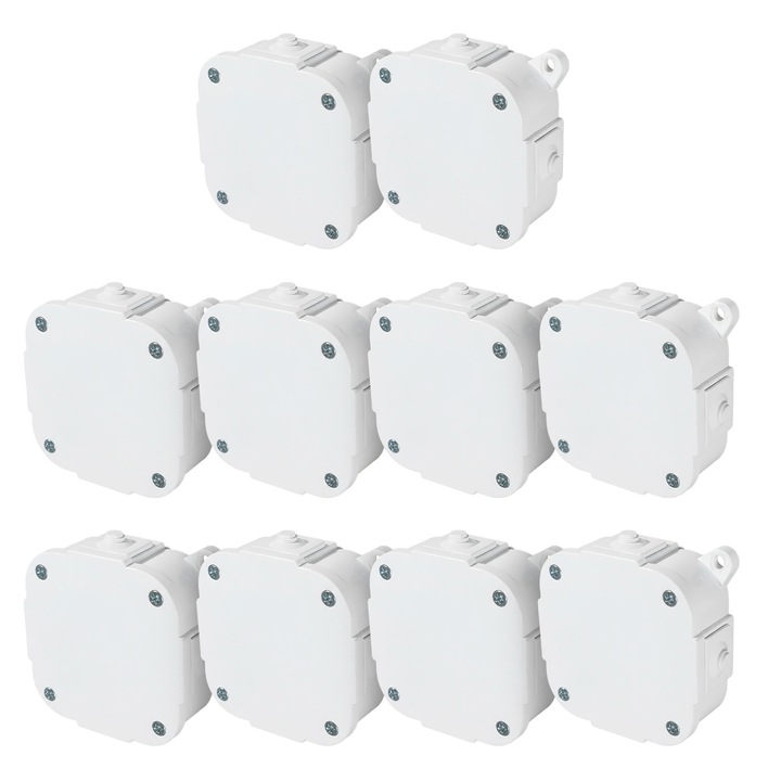10x Cutie ermetica EDO pentru montare pe suprafata VP-74 pentru SURUBURI IP44 88x88x40 Alb