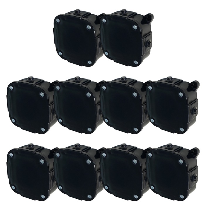 10x Cutie de conexiune aplicata 88x88x40mm IP44 400V cu cleme neagra VP-74 EDO777933 EDO Technic