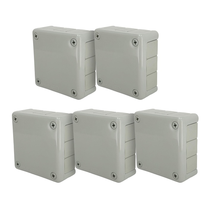 5x Cutie de conexiune aplicata 118x118x46mm IP55 12 intrari presetupe din cauciuc gri VP-51 EDO777931 EDO Technic