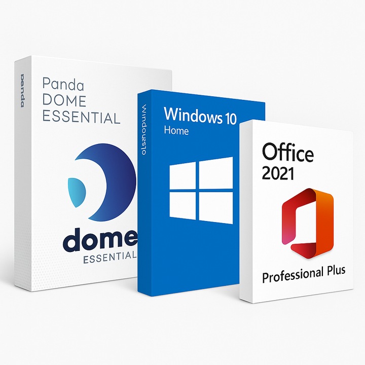 Pachet Antivirus Panda Dome Essential cu Windows 10 Home si Office 2021 Professional Plus