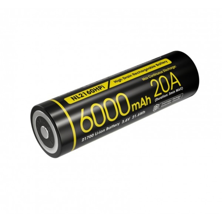 Acumulator 21700i, Nitecore NL2160HPi, High Drain, Li-Ion, 6000 mAh, 20A