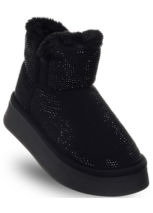 Ghete dama, Soprani Couture, SSW521P28/04, piele naturala, negru, cu cristale decorative