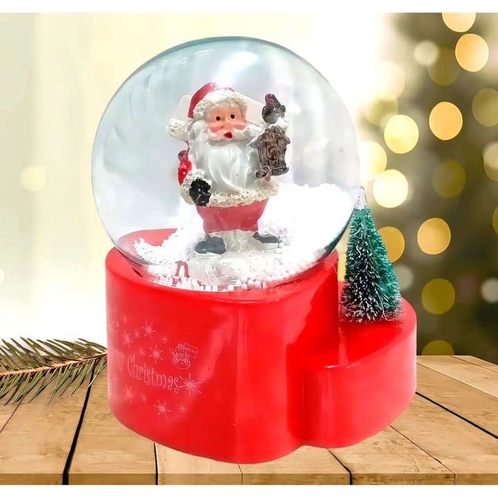 Glob muzical cu Mos Craciun si efect de zapada
